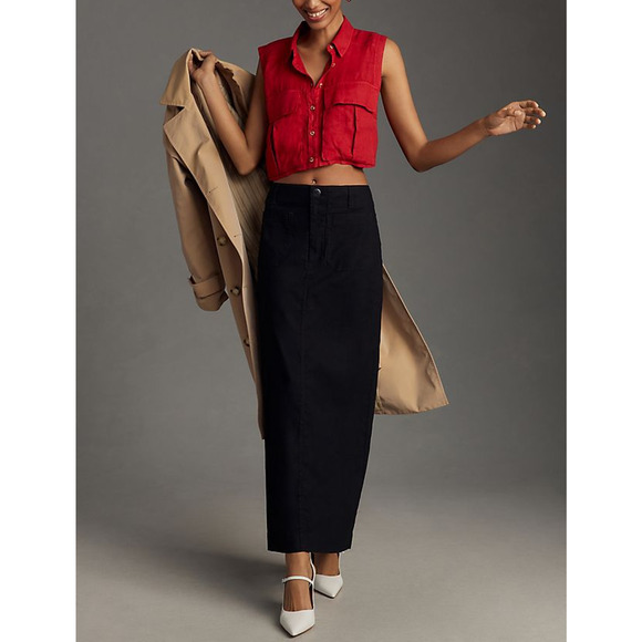 Maeve Dresses & Skirts - Maeve 'The Colette' Black Linen Maxi Skirt Size XL